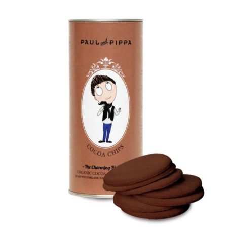 Las galletas de Cacao y copos de Sal  "Cacao Chips" de Paul & Pippa son toda una tentación.  Elaboradas en Barcelona con ingredientes super naturales y aceite de oliva.  Pertenecen a una colección de galletas dulces y saladas presentadas en unos botes con ilustraciones muy divertidas.  Las puedes encontrar con Tomate, las de Queso Parmesano, las de Queso manchego, éstas son las saladas.  Las dulces son:  Chocolate, Coco, Canela y Manzana, y Lima.  Paul & Pippa es un producto Slow-food.  Un complemento perfecto en un desayuno saludable acompañando tus momentos de cafés y tés.  Somos INHALA y estamos en Portalet, 9 de Granollers, Barcelona (enviamos a toda la península).