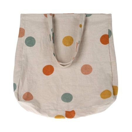 Bossa gran Tote Bag MULTI DOTS de lli natural de Maileg Inhala Cafés y Tés Granollers Barcelona