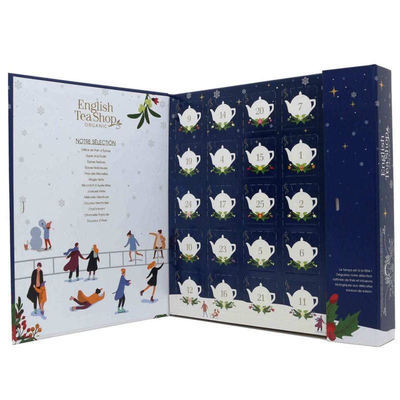 Calendario Adviento de Tés e Infusiones English TeaShop caja lazo. Este calendario presentado en una elegante caja es un regalo perfecto para un «tea lover» por Navidad combinándola con algunas galletas y chocolates, puedes encontrar inspiración aquí. En INHALA somos expertas en tés, infusiones y cafés, nos avalan 30 años de experiencia. Te esperamos en nuestra tienda de Portalet, 9 de Granollers, Barcelona, muchas ganas de conocerte.